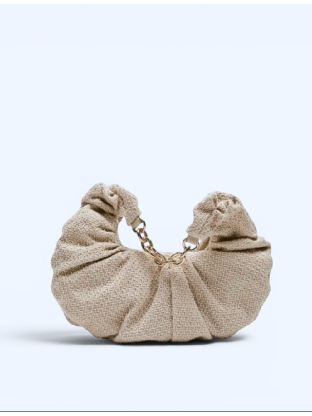 Zara Tweed Hobo Shoulder Bag w/ Gold Chain Handle